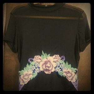 Mesh Floral Crop Top